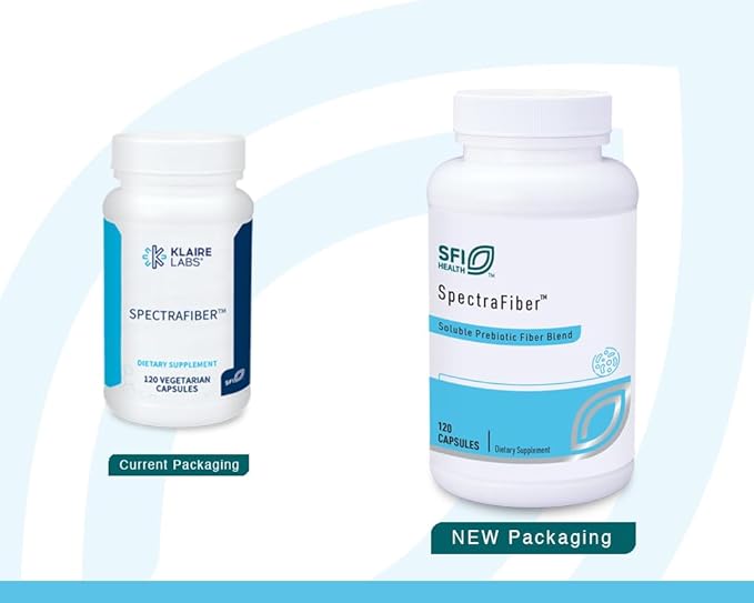 Klaire Labs SFI Health Spectrafiber - Hypoallergenic 9 Soluble Fiber Blend with Apple Pectin &amp Glucomannan No Psyllium &amp Gluten-Free (120 Capsules)