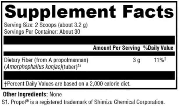 Fit Fiber | Konjac-Based Prebiotic Soluble Fiber Powder for Smooth Mixing | Unflavored Daily Supplement for Recipes and Drinks | 30 Serving Resealable Pouch