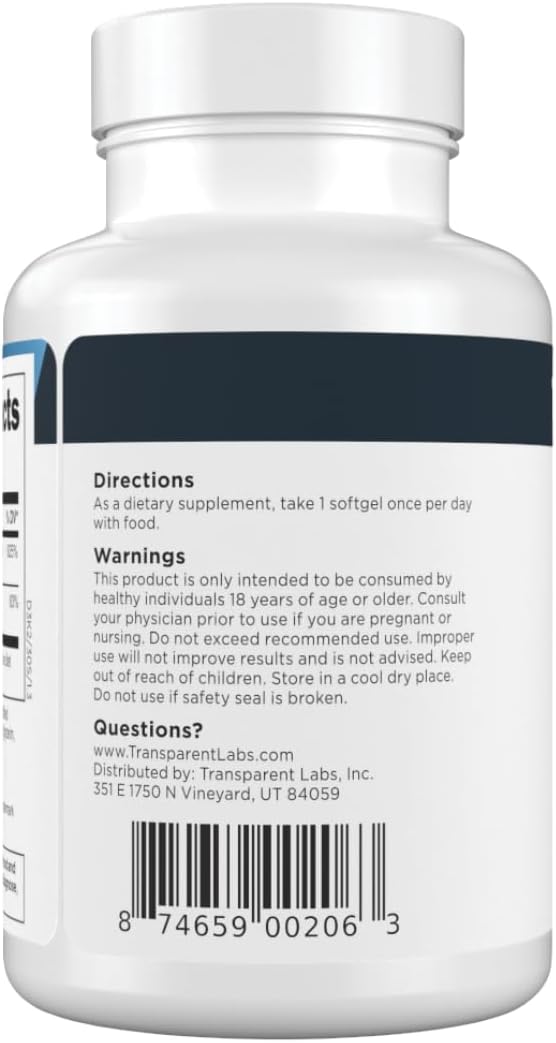 Transparent Labs Vitamin D3 K2 - Vitamin D &amp K2 Vitamin Supplement for Men &amp Women Vegan-Friendly D3K2 5000 IU Supplements to Support Bone Immune and Overall Health - K2 D3 60 Capsules
