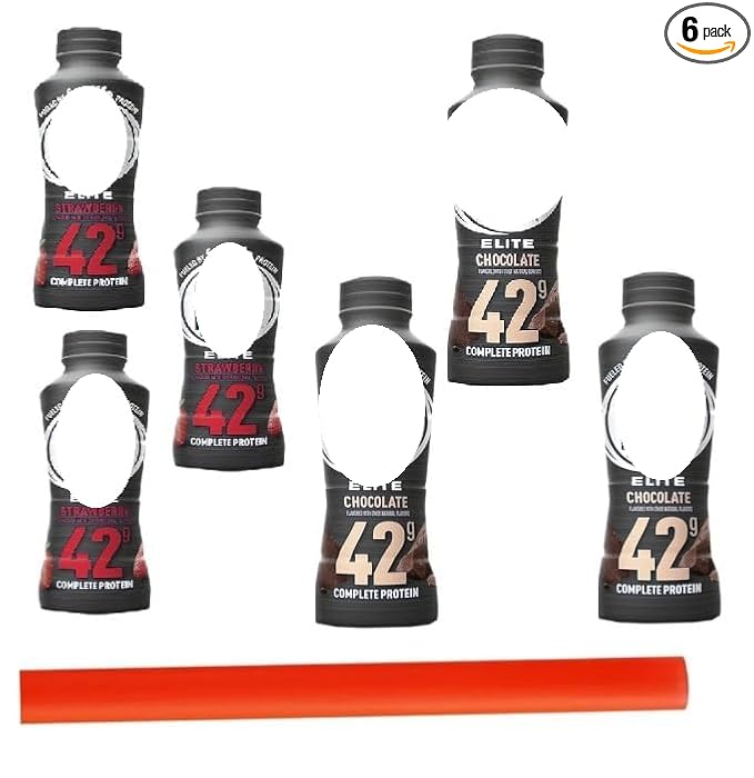 SEDLAV Straw for Fairlife Core Power Elite High Protein Shake 42 Gram Protein Shake 3 Chocolate and 3 Strawberry 6 Pack 14 oz bottles