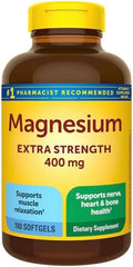 Extra Strength Magnesium 400mg | Bone Nerve &amp Muscle Support | 180 Softgels – 6 Month Supply | Gluten Free | High Potency Relaxation &amp Wellness Supplement | Nature Inspired Formula
