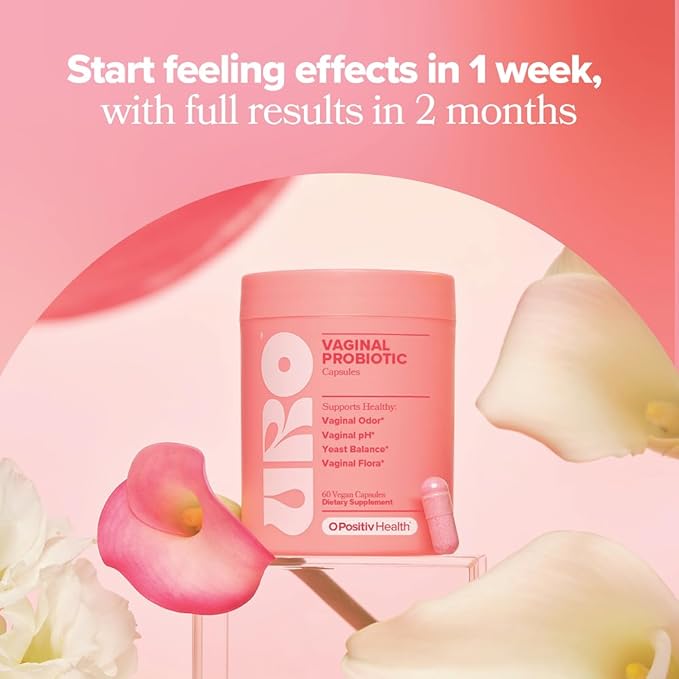 O Positiv URO Vaginal Probiotics for Women pH Balance with Prebiotics &amp Lactobacillus – Vaginal Health Supplement – Promote Healthy Vaginal Odor &amp Flora 60 Count (Pack of 1) 1 Month Supply