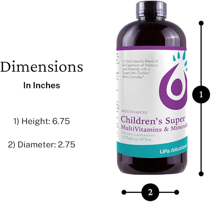 Life Solutions Children's Vitamins Multivitamin - Liquid Vitamin &amp Minerals - Complete Children Vitamins - Essential Liquid Minerals for Kids 16 Floz