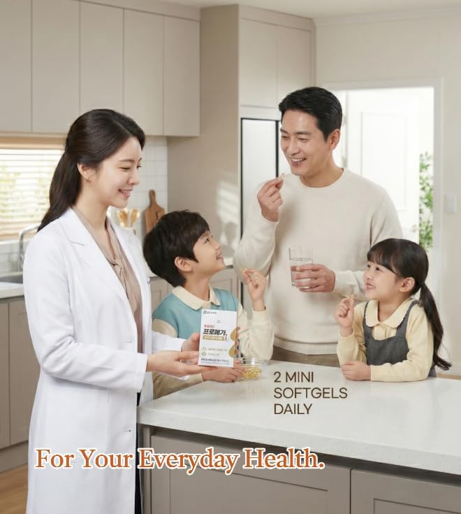 rTG Omega-3 Fish Oil Softgels 600mg EPA DHA Mini Easy-to-Swallow Capsules Dual Omega-3 Formula with Vitamin E High Absorption Fish Oil Supplement 60 Softgels Made in Korea