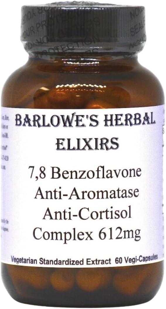 78 Benzoflavone | 612mg Per Capsule | 60 Veggie Capsules | Anti Aromatase Anti Cortisol | Hormonal Balance Cognitive Function &amp Heart Health Support | Glass Bottle | Stearate-Free