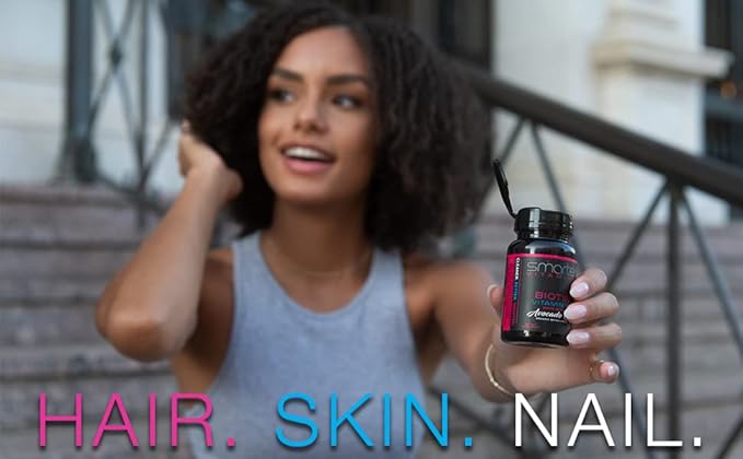 Smarter Biotin 5000mcg in Avocado Oil Vitamin B7 Hair Skin &amp Nail Support Non-GMO 90 Mini Liquid Softgels No Soy