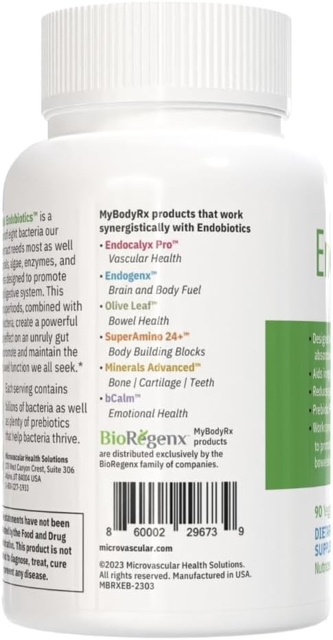 Endobiotics Gut Support Supplement - Rich Blend of Eight Beneficial Bacteria for Optimal Digestive Health-90 Capsules 6pk