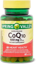 Rapid-Release CoQ10 Heart Health Dietary Supplement Softgels 100 mg 60 Count