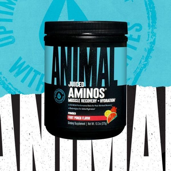 Animal Juiced Amino Acids - BCAA Powder EAA Matrix Plus Hydration with Electrolytes and Sea Salt Anytime Recovery and Improved Performance Fruit Punch Flavor 30 Servings