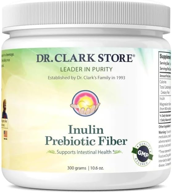 Dr. Clark Inulin Powder (FOS) – Prebiotic Soluble Fiber for Gut Health 300g – Supports Digestive Health &amp Regularity
