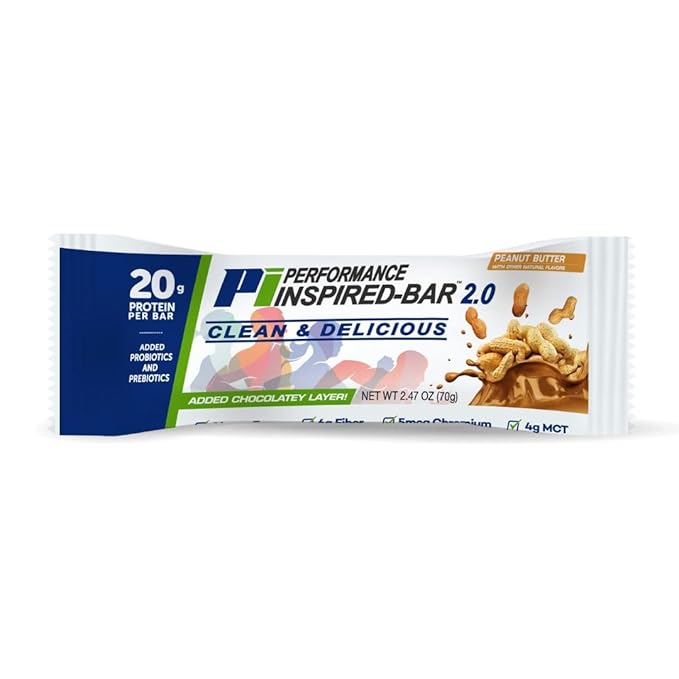 Performance Inspired Nutrition Protein Bar 2.0 Mixed Box – 12 Bars (4 Chocolate 4 Peanut Butter 4 Birthday Cake) – 20G Protein 6G Fiber 4G MCTs 1 Billion CFU Probiotics – Gluten-Free