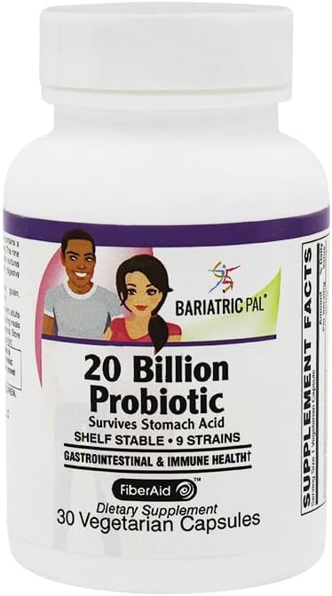 BariatricPal Probiotic 20 Billion CFU Gastrointestinal &amp Immune Health Capsules (30 Count)