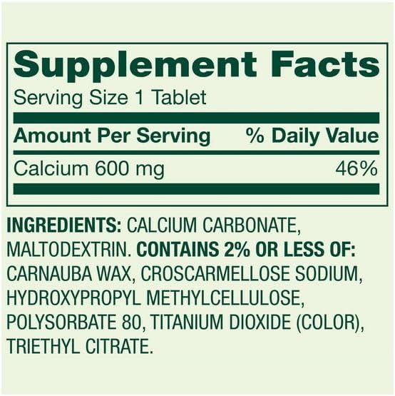 H4U - Spring Valley Calcium Bone Health Dietary Supplement Tablets 600 mg 100 Count