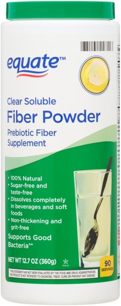 Equate Clear Soluble Fiber Powder Prebiotic Supplement 12.7 oz 90 Servings Sticker
