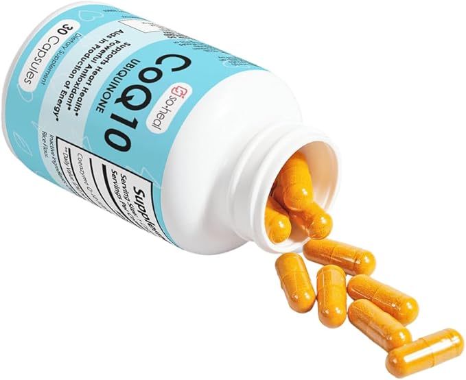 CoQ10 Ubiquinone (Coenzyme Q10) Capsules - Heart Health Health Pressure Energy Production Increased Bioavailability Coenzyme CoQ10 for Women &amp Men - Made in USA