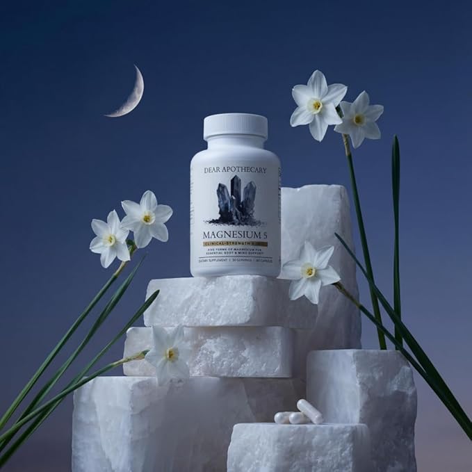 Magnesium Complex Supplement - 5 Forms Citrate Glycinate Malate Oxide Aquamin - Multi Magnesium Blend - High Absorption Chelated - Essential Mineral - Non-GMO Gluten-Free - 60 Capsules