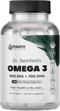 The Very Best Vegan Omega 3 Supplement - 120 Capsules - Algae Omega 3 Vegetarian Supplement - Plant Based Fish Oil Alternative - EPA DHA Supplement - Made in The USA - Heart Stress Relief Dr. Seinfeld