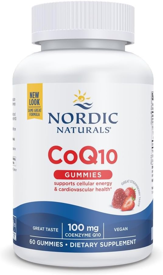 Nordic Naturals CoQ10 Gummies Strawberry - 60 Gummies - 100 mg Coenzyme Q10 (CoQ10) - Great Taste - Heart Health Cellular Energy Production Antioxidant Support - Non-GMO Vegan - 60 Servings