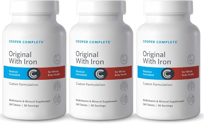 Cooper Complete - Original Comprehensive Multivitamin with Iron - Daily Multivitamin and Mineral Supplement - 240 Tablets per Bottle. Pack of 3