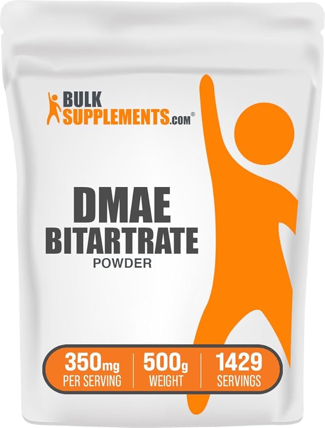 BulkSupplements.com DMAE Bitartrate Powder - Dimethylaminoethanol Bitartrate DMAE Supplement - Unflavored &amp Gluten Free 350mg per Serving 500g (1.1 lbs) (Pack of 1)