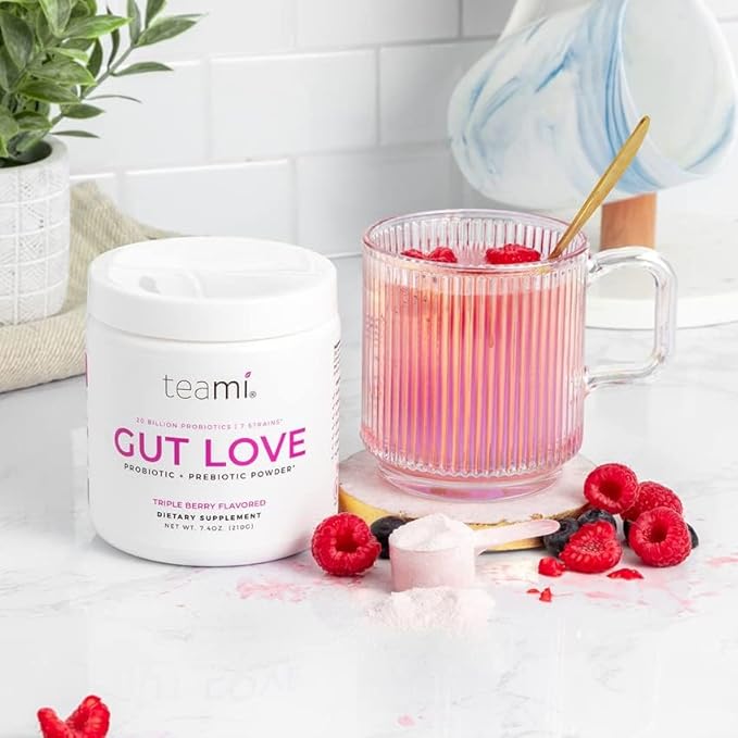 Teami Organic Super Greens &amp Gut Health Powder - prebiotics and probiotics Powder for Immunity &amp Digestion - 16 Natural Ingridients with 20 Billion Probioctics
