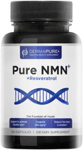 Dermapure NMN+ Supplement 4-in-1 – Support Youthful Skin Longevity Anti-Aging Reduces Fine Lines &amp Wrinkles Supports NAD+ Levels GMP Certified &amp FDA Registered – 60 Capsules (1 Pack)