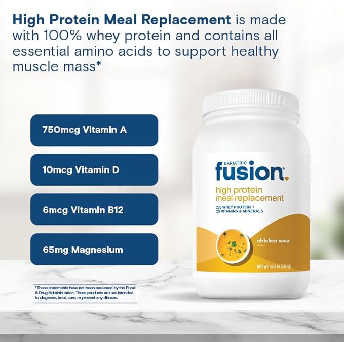 Bariatric Fusion Chicken Soup Meal Replacement 27g Protein Powder 21 Serving Tub for Bariatric Surgery Patients Including Gastric Bypass and Sleeve Gastrectomy - No Gluten Aspartame or Sugar