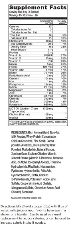 Complete MR | 1 Gallon Container - 20 servings | Meal Replacement Shake with Protein Carbs Fiber and Vitamins (Smooth Vanilla)