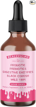 Wild Yam Root Tincture with Prebiotic Liquid Probiotic Digestive Enzyme Black Cohosh Drops - 60ml