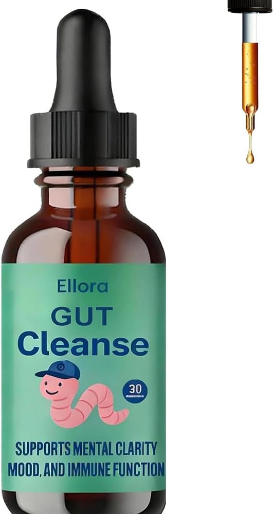 ELLORA Gut Cleanse Drops with Black Walnut Hull Wormwood Clove Oregano &amp Licorice Root for Support Gut Digestive &amp Immune Vegan Non-GMO30ML