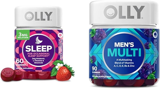 OLLY Sleep &amp Men's Multivitamin Gummy Bundles Melatonin &amp Vitamin Supplements