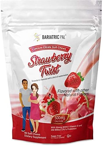 BariatricPal Duodenal Switch Complete 30-Day Supply Vitamin Pack (Iron-Free Capsule Calcium Citrate Soft Chews with Probiotics - Strawberry Twist)