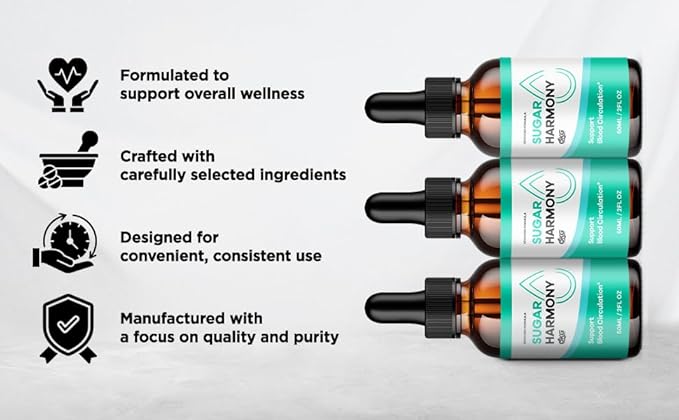 Sugar Harmony Drops Official Sugarharmony Liquid Supplement Made with All Natural Ingredients Advanced Multivitamin Support Premium Health and Wellness Supplement Drops Made in The USA (30 Servings)
