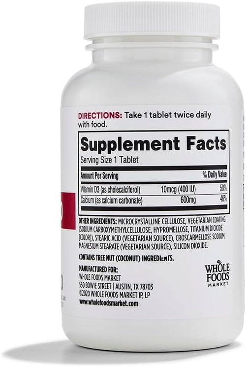 365 by Whole Foods Market Calcium with Vitamin D3 Tablets 120 Count (Pack of 2)