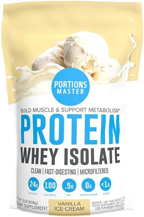 Portions Master CFM Whey Isolate Protein Powder 2-Pack – Vanilla Ice Cream &amp Strawberries and Cream Flavors