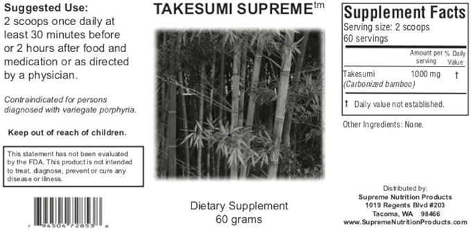 Supreme Nutrition Takesumi Supreme Pure 60 Grams Activated Bamboo Charcoal Powder (Pack of 2)