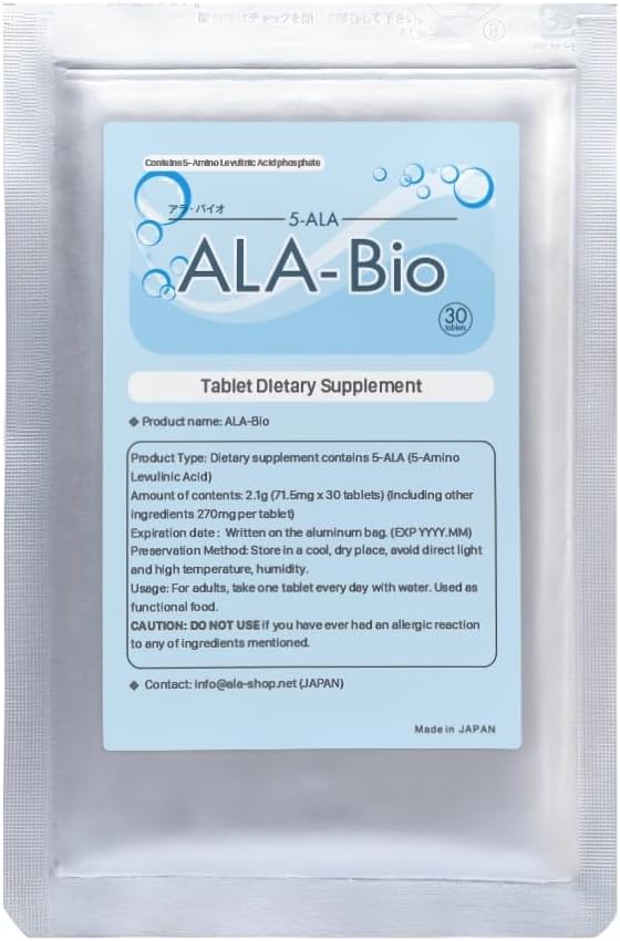 Dietary Supplement 5-ALA (5-Amino Levulinic Acid Phosphate) 30 Tablets Made in Japan