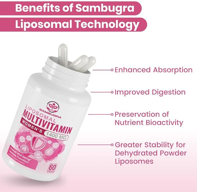Liposomal Multivitamin for Women 1400MG - Womens Daily Multi Vitamins Supplements with Iron Vitamin A C D E and B Complex for Immune Health Hair &amp Skin Support for Women 18+(2 Pack)