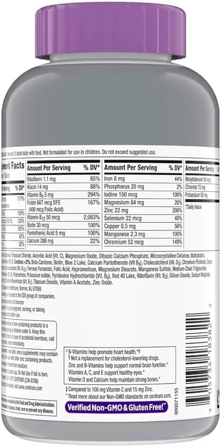 Silver Women 50 Plus Multivitamin for Women Minerals Vitamins &amp Supplements Hair Skin and Nails Vitamins Vitamin C Antioxidants Supplement 275Ct Tablets (275)