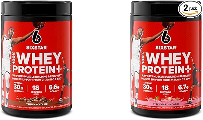 Six Star Elite Series 100% Whey Protein Plus Triple Chocolate 1.8lbs US &amp Elite Series 100% Whey Protein Plus Strawberry Smoothie 1.8lbs US