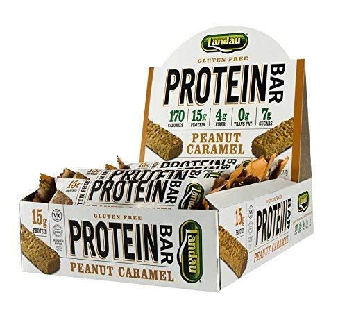 Landau Protein Bar 15 g Protein 1.6oz bar 12 Bars (Peanut Caramel)