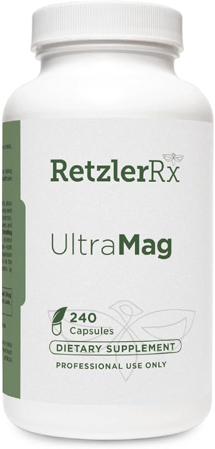 RetzlerRx UltraMag 125 Magnesium Glycinate Supplement - 240 Capsules with Patented TRAACS for Enhanced Absorption - Supports Cardiovascular Health Muscle Function Bone Health &amp Strength