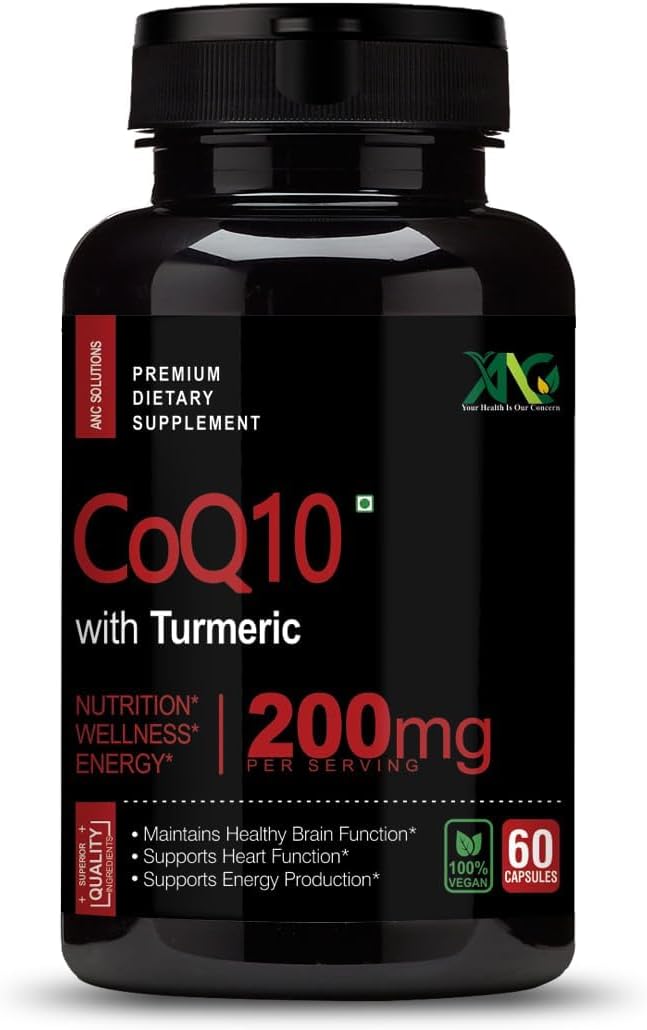 Viva High Absorption CoQ10 with Turmeric - Antioxidant Nutritional Supplements Heart Health &amp Healthy Brain Function -Ubiquinol for Mitochondrial Health - 200mg 60 Capsules