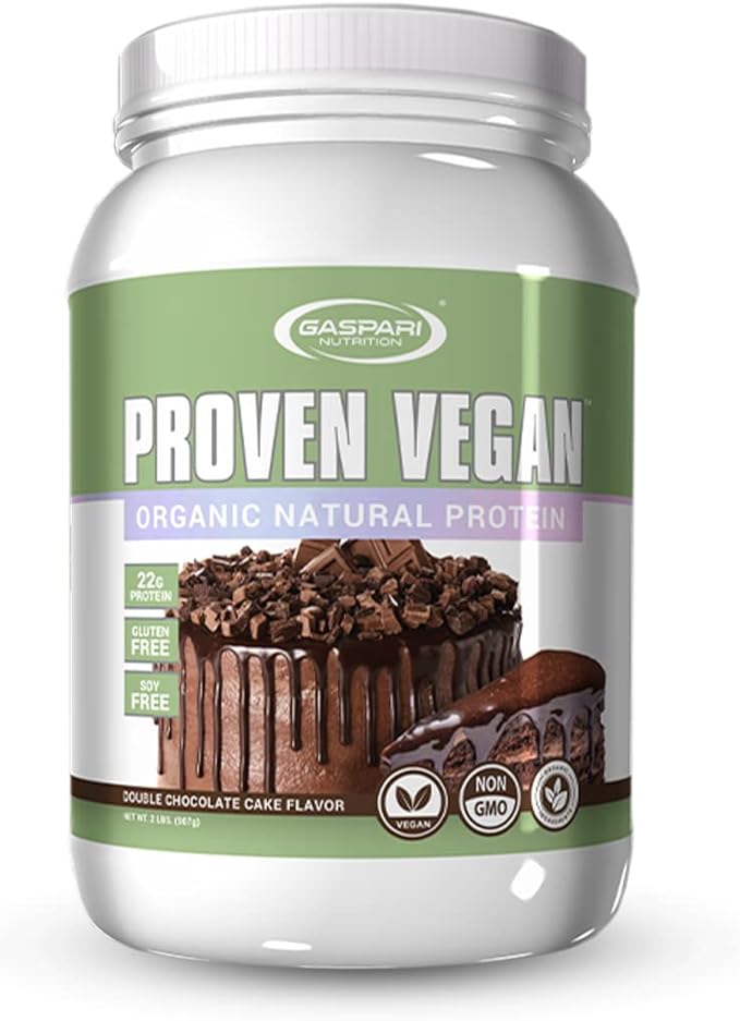 Gaspari Nutrition Proven Vegan Protein Organic Natural Protein Gluten Free Soy Free NON GMO (2lbs Double Chocolate Cake)
