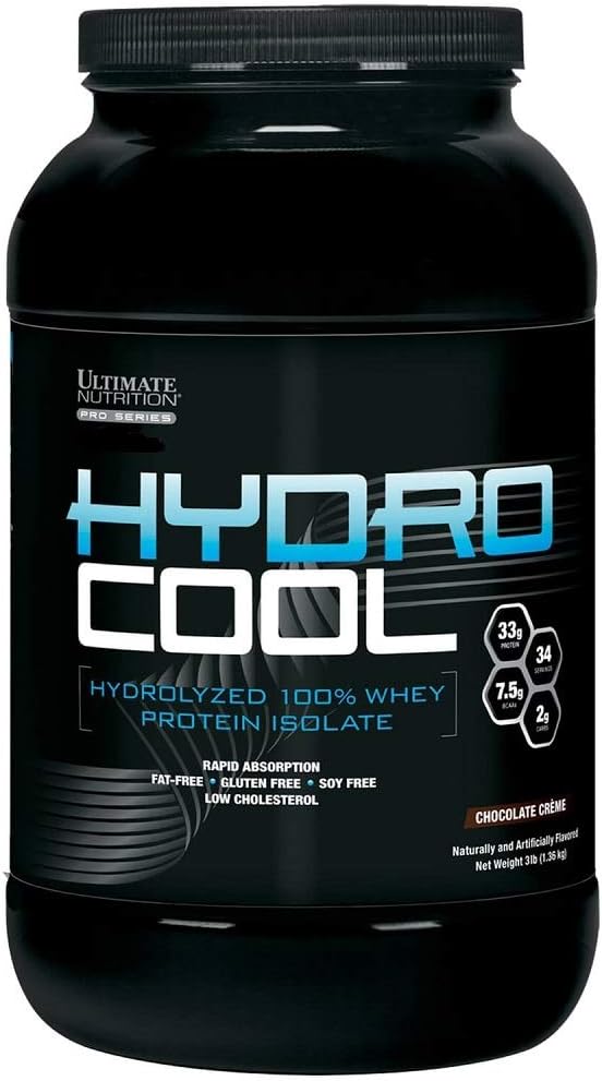 Ultimate Nutrition HydroCool Hydrolyzed Whey Protein Isolate Powder with No Bloating - Fat and Gluten Free Rapid Absorption 33 Grams of Protein Vanilla 3 Pounds
