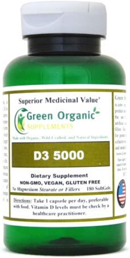 Green Organic SupplementsVitamin D3 5000 Softgels (Pack of 1)