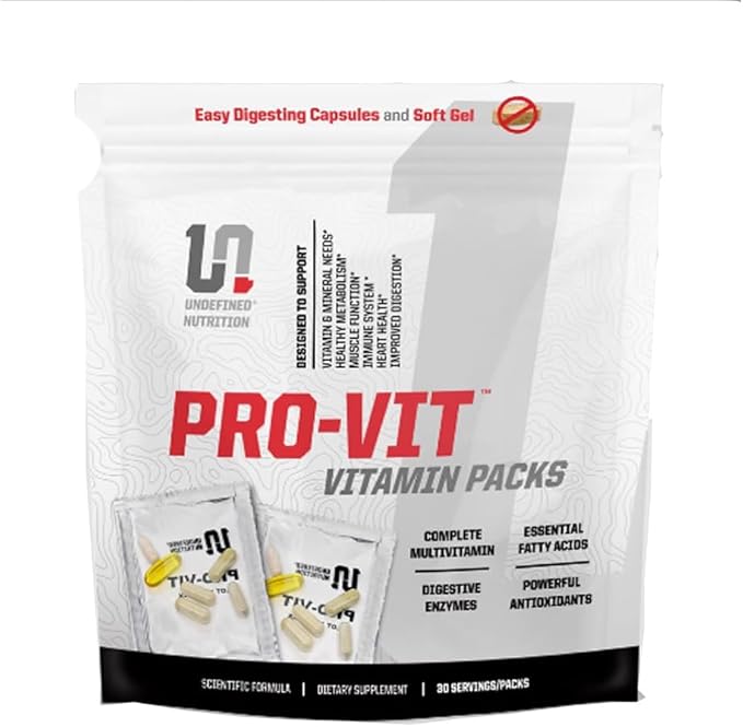 Undefined Nutrition Pro-VIT by Brian Shaw (30 Day Supply) – All-in-One Vitamin &amp Mineral Supplement Pack for Men &amp Women - Zinc Vitamins C B D EFAs Antioxidants &amp More – Easy to Swall