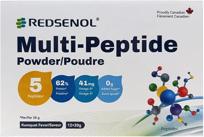 Multi-Peptide Powder 5 Small-Molecule Protein Peptides: Soy Ovalbumin Whey Sea Cucumber and Shiitake Peptides100% Absorption 62% Protein Omega 3 &amp6 Vitamins &amp Minerals (3 Boxes)