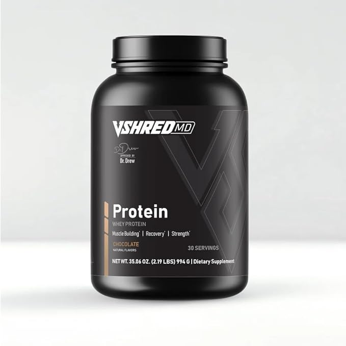 V Shred MD Chocolate Protein – Dr. Drew Approved Protein Powder – Formulated with 25g Protein – Supports Strength Wellness &amp Daily Nutrition – Rich Natural Flavor