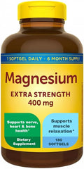 Extra Strength Magnesium 400mg Softgels | Muscle Bone &amp Nerve Support | 180 Softgels – 6 Month Supply | High Potency Daily Magnesium Supplement | Gluten Free Formula